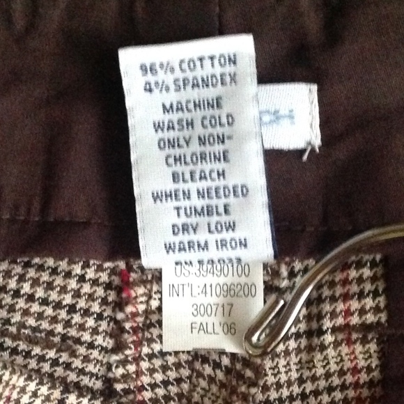 GAP Stretch Glen Plaid Flare Cuffed Trousers Y2K Tan Brown - Sz 6 - Picture 13 of 15